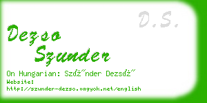 dezso szunder business card